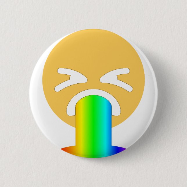 rainbow puke emoji 2 inch round button (Front)