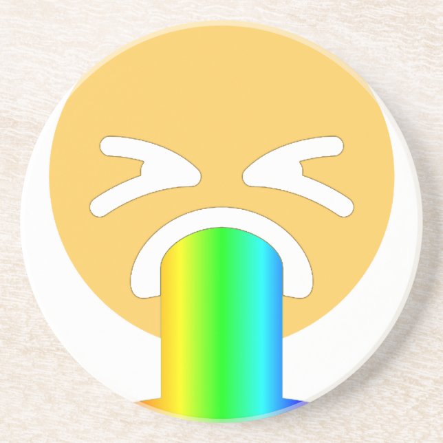 rainbow puke emoji coaster (Front)