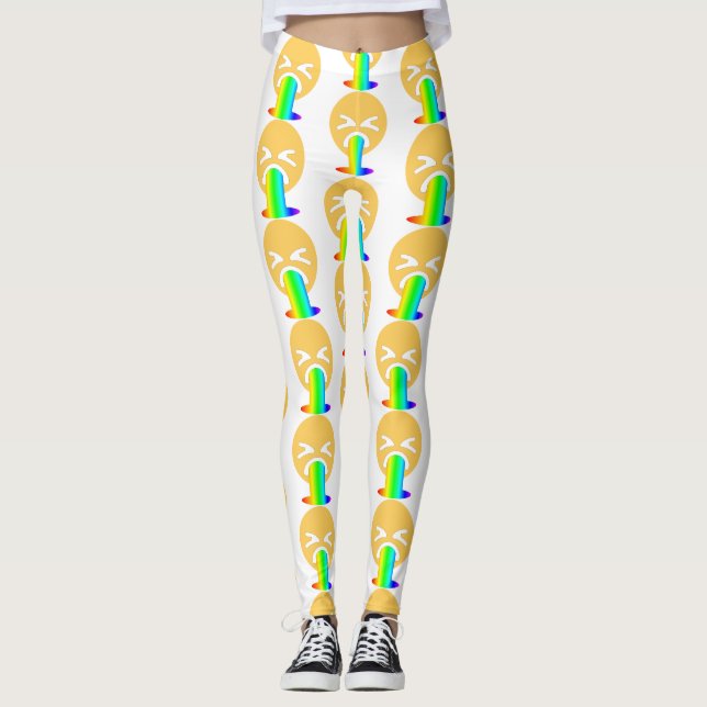 rainbow puke emoji leggings (Front)