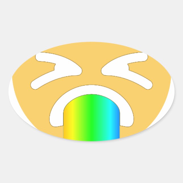 rainbow puke emoji oval sticker (Front)