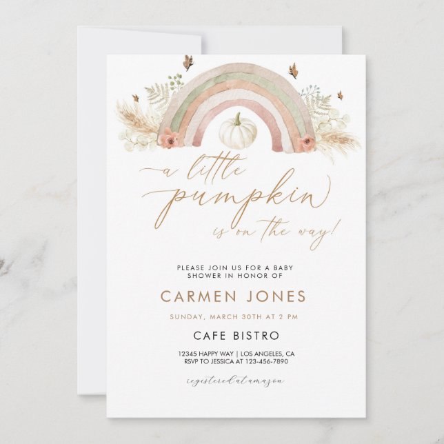 Rainbow Pumpkin Baby Shower Invitation Fall Autumn (Front)