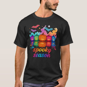 Rainbow Pumpkins Spooky Season Colourful Halloween T-Shirt