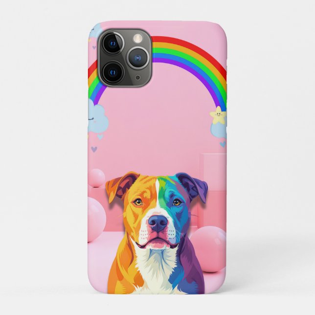 Rainbow Pup – Whimsical Dog Portrait with Pastel S Case-Mate iPhone Case (Back)
