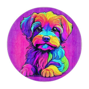 Rainbow Puppy Artwork Cutting Board