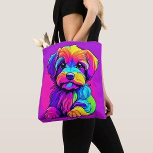 Rainbow Puppy Artwork Tote Bag