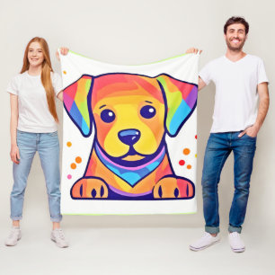 Rainbow Puppy Love Fleece Blanket