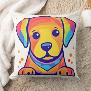 Rainbow Puppy Love Throw Pillow