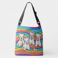 Rainbow pups large Tote Bag.