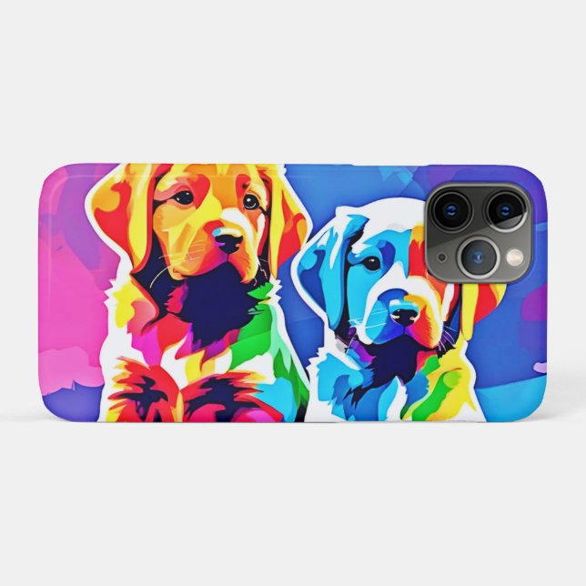 Rainbow Pups: Playful Duo Case-Mate iPhone Case (Back (Horizontal))