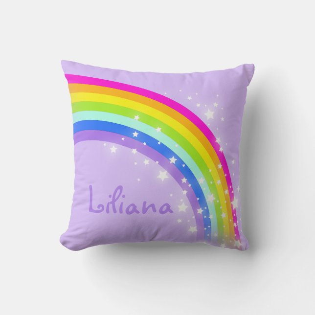 rainbow purple - girls "your name" pillow (Front)