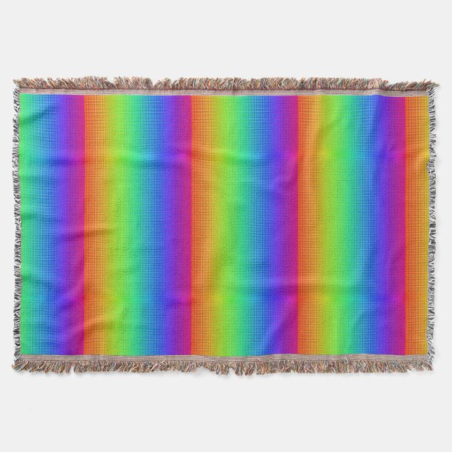 Rainbow Purple Red Orange Yellow Green Blue Art Throw Blanket (Front)