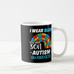 Rainbow Puzzle Autism I Wear Blue For Son Autism A Coffee Mug