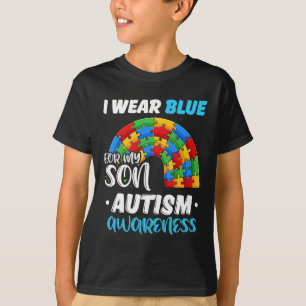 Rainbow Puzzle Autism I Wear Blue For Son Autism A T-Shirt