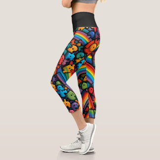 Rainbow Puzzle Capri Leggings