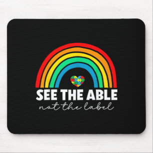 Rainbow Puzzle Heart See The Able Not The Label Mouse Pad