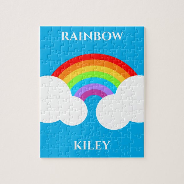 Rainbow puzzle with child's name. (Vertical)