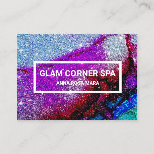*~* Rainbow QR Glitter Glitz Glam Luxe Beauty Business Card