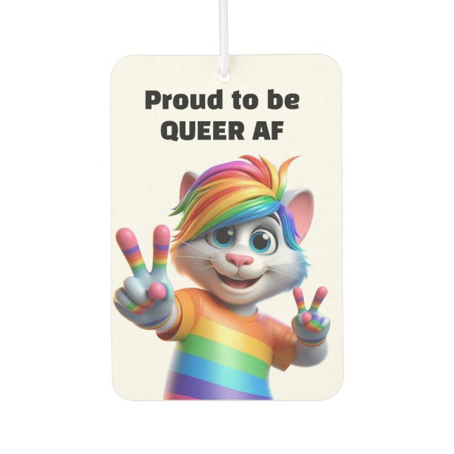 Rainbow Queer Cat Air Freshener (Front)