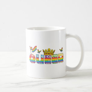 Rainbow Queer Crown with Flag and Butterflies Coffee Mug