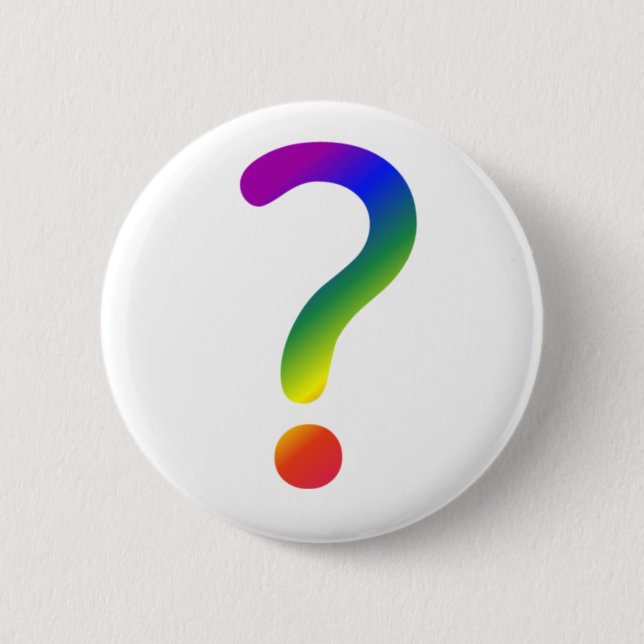 Rainbow question mark 2 inch round button (Front)