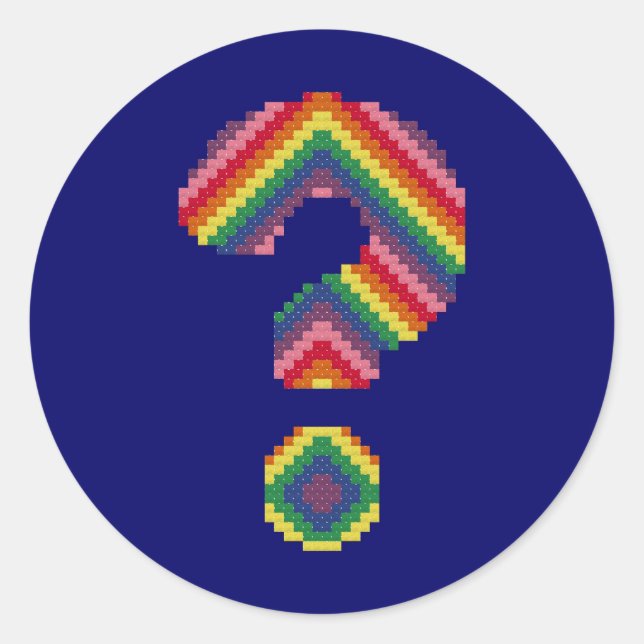 Rainbow Question Mark Classic Round Sticker (Front)