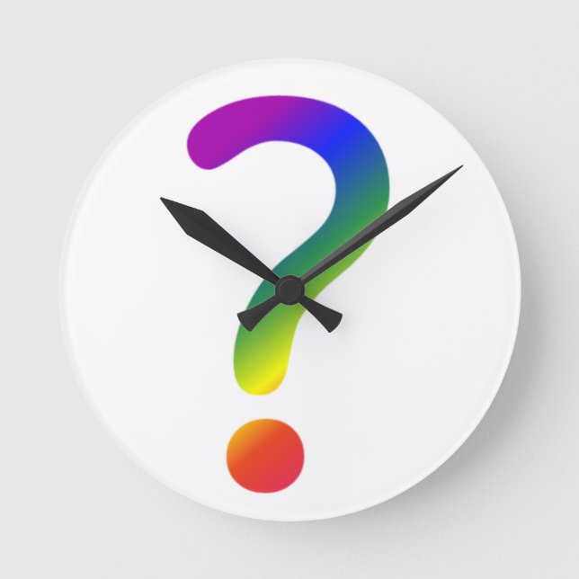 Rainbow question mark round clock (Front)