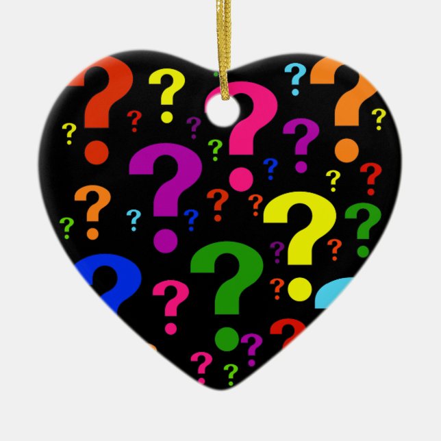 Rainbow Question Marks Ceramic Ornament (Front)