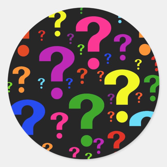 Rainbow Question Marks Classic Round Sticker (Front)