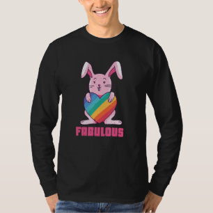 Rainbow Rabbit Bunny Fabulous Gay Lgbtq Lgbt Pride T-Shirt