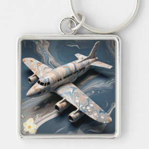 "Rainbow Radiance: The Marble Airliner" Keychain
