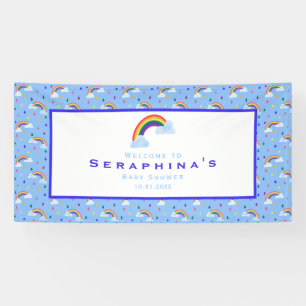 Rainbow Rain Cloud Sky Baby Shower Banner