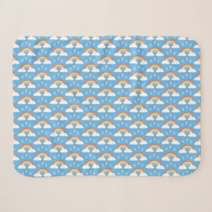 Rainbow Rain Clouds on Blue Sherpa Blanket