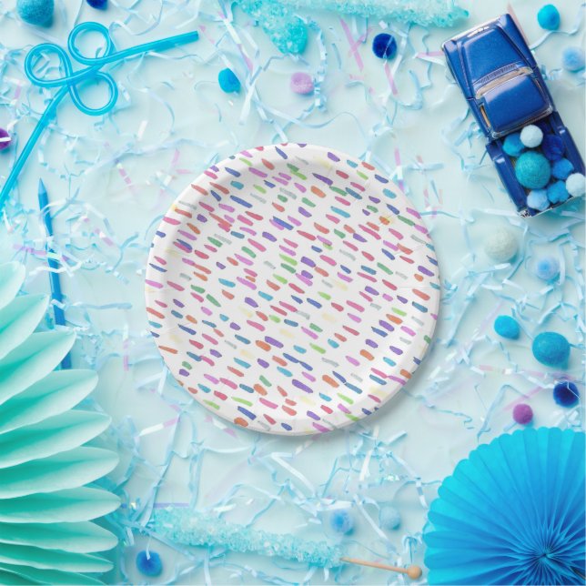 Rainbow Rain Drop Print  Paper Plate (Party)