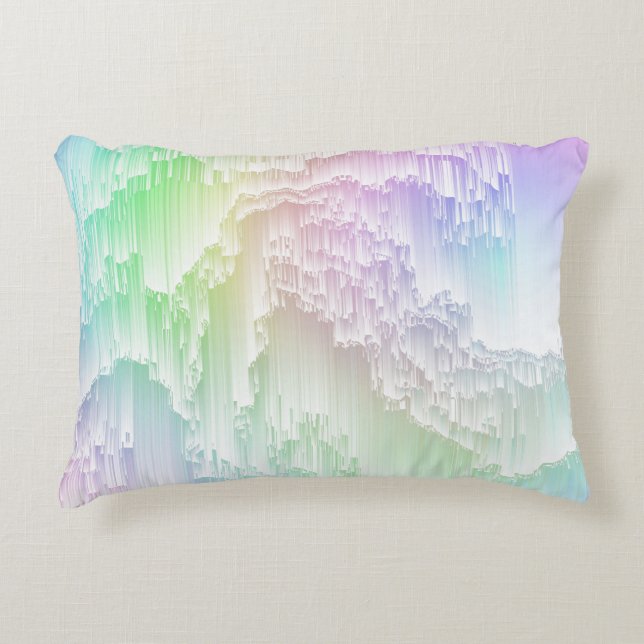 Rainbow Rain Glitch Accent Pillow (Front)