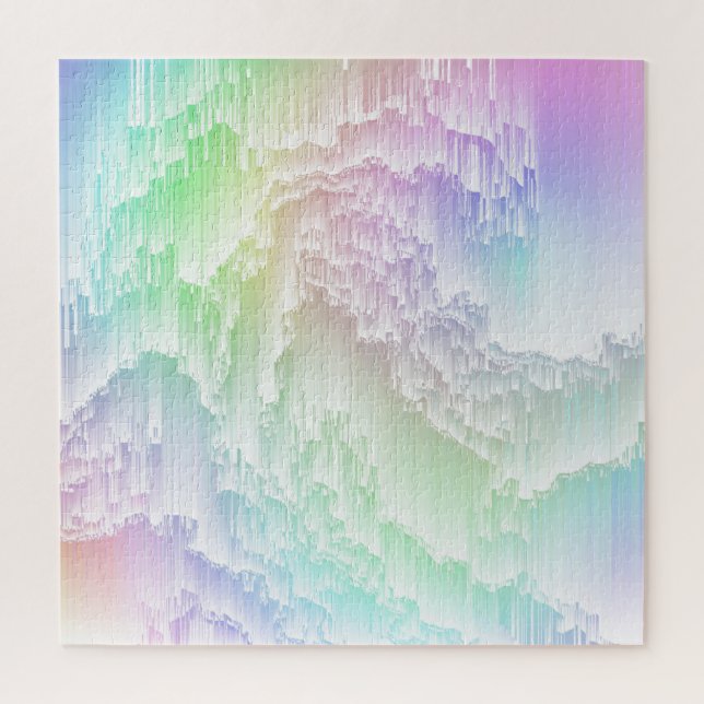 Rainbow Rain Glitch Jigsaw Puzzle (Vertical)