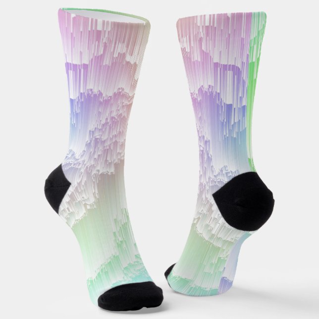 Rainbow Rain Glitch Phone Ring Stand Socks (Angled)