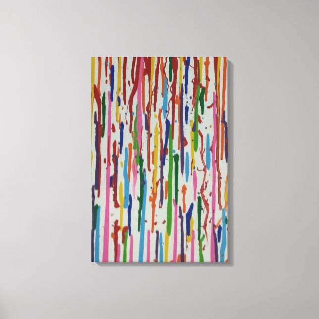 Rainbow Rain Paint Drip Canvas Print (Front)