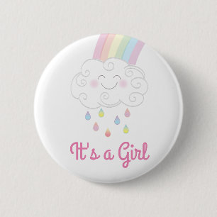 Rainbow Raindrop Baby Shower Sprinkle 2 Inch Round Button