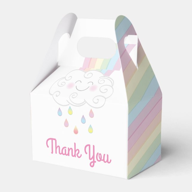 Rainbow Raindrop Baby Shower Sprinkle Favor Box (Front Side)