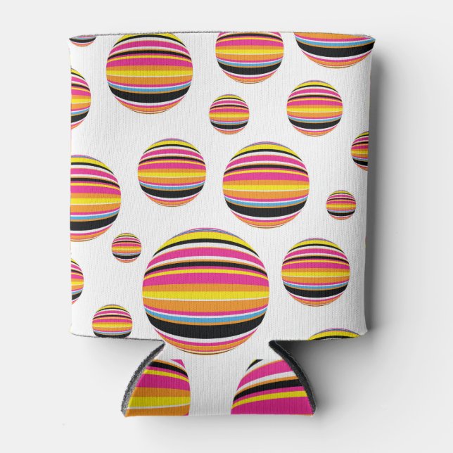 Rainbow Raindrops: Striped Pattern Can Cooler (Front)