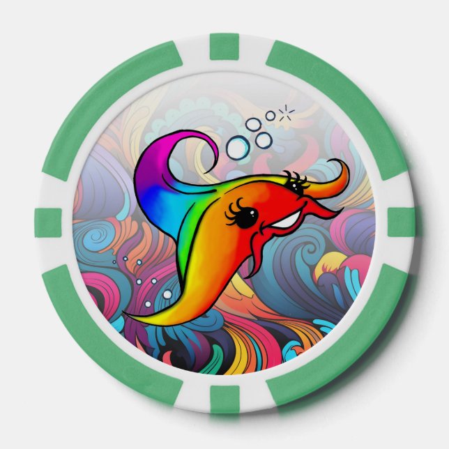 Rainbow Ray Poker Chip (Front)