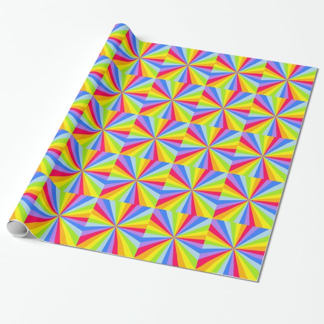 Rainbow ray's bright coloured patterned wrap wrapping paper (Unrolled)