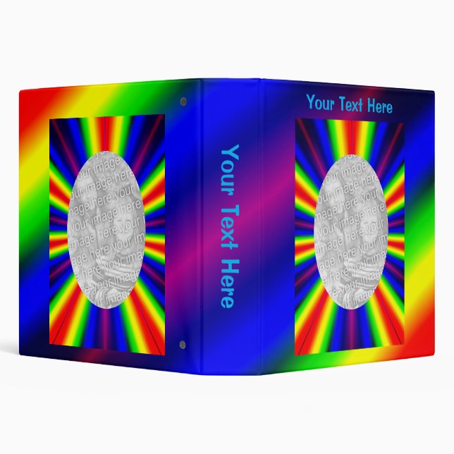 Rainbow Rays Frame Your Photo Personalized Binder (Background)