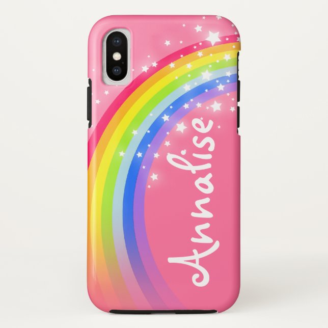 Rainbow red pink name iphone case (Back)