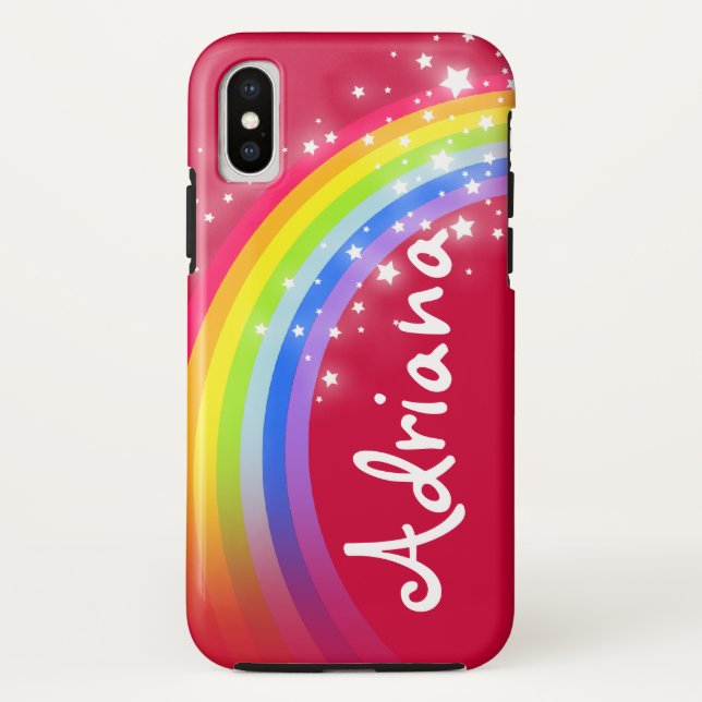 Rainbow red stars sky personalized iphone case (Back)
