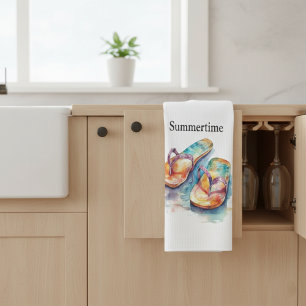 Rainbow Reef Flip Flops, custom Kitchen Towel