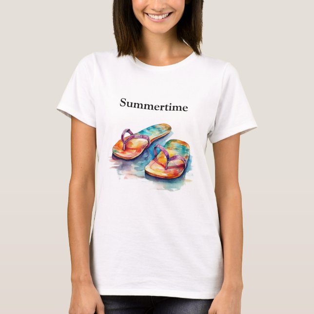 Rainbow Reef Flip Flops, custom T-Shirt (Front)