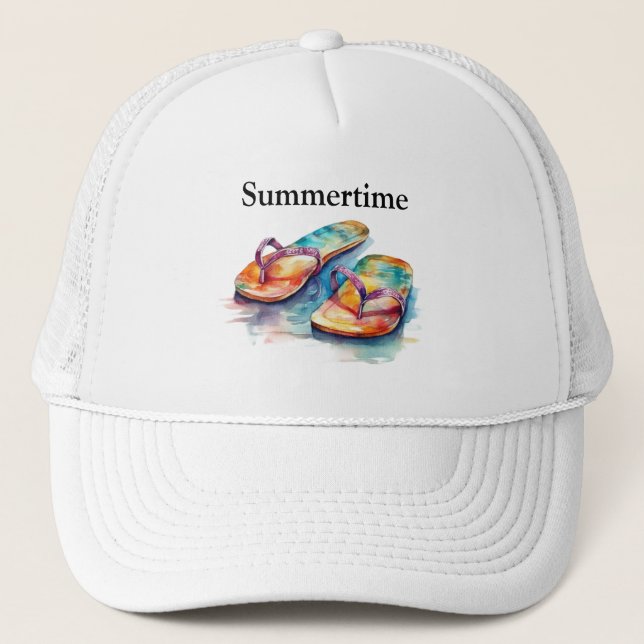 Rainbow Reef Flip Flops, custom Trucker Hat (Front)