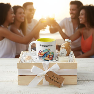 Rainbow Reef Flip Flops, custom Two-Tone Coffee Mug