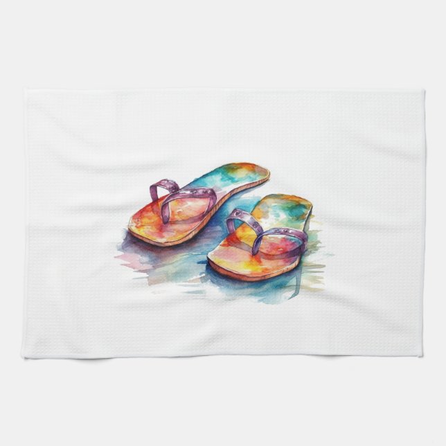 Rainbow Reef Flip Flops Kitchen Towel (Horizontal)